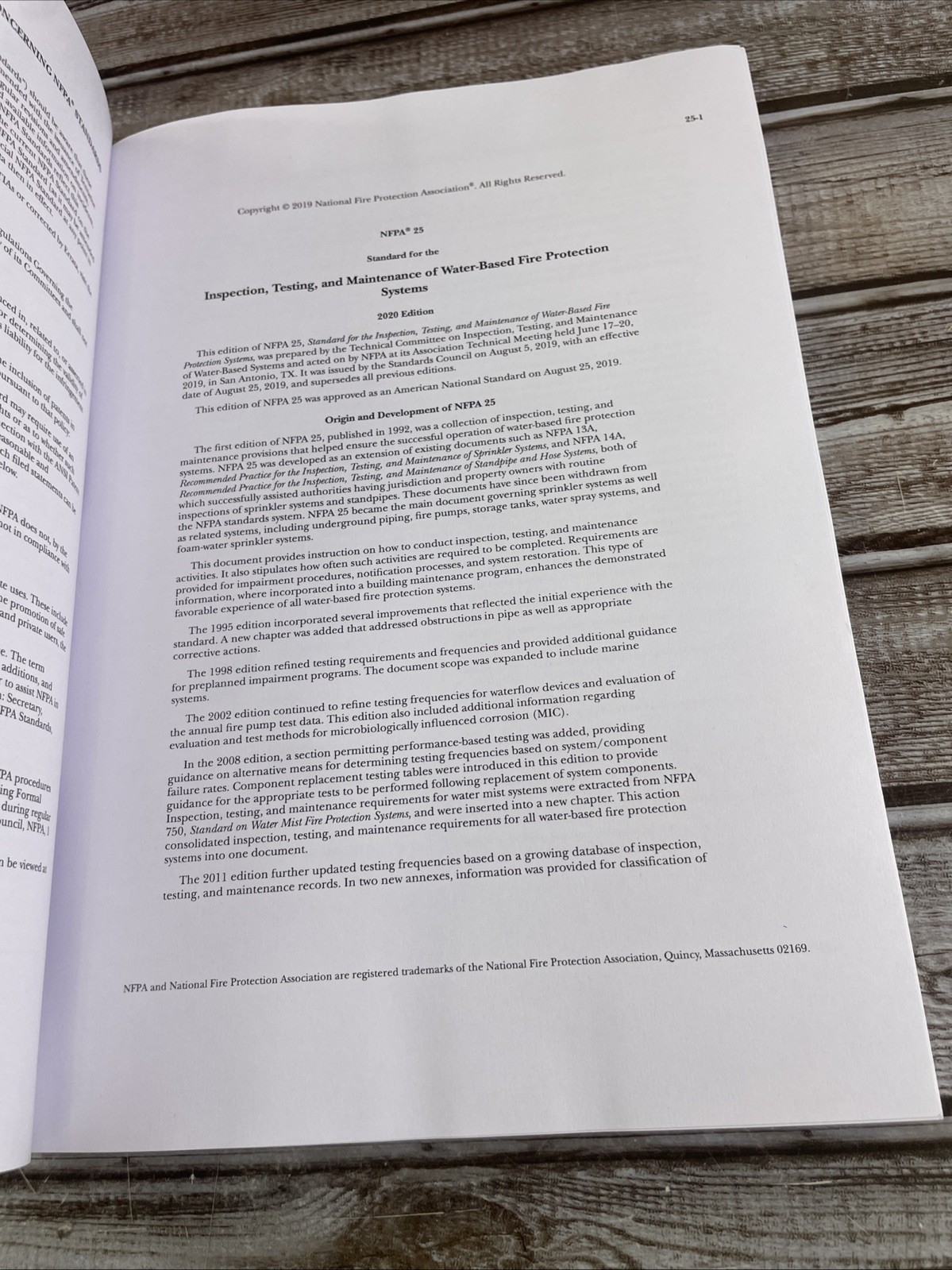 NFPA 25 Standard for the Inspection Testing and Maintenance 2020