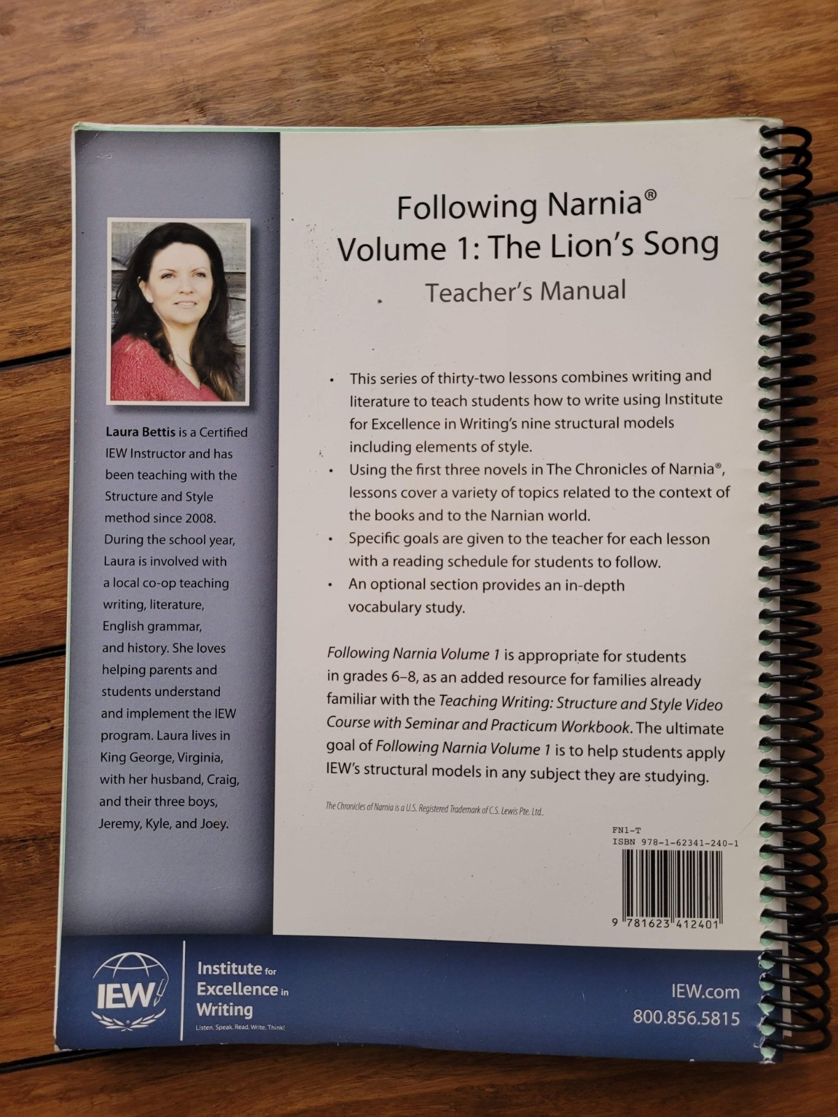 Following Narnia Volume 1 Teacher Manual (IEW) Spiral Bound