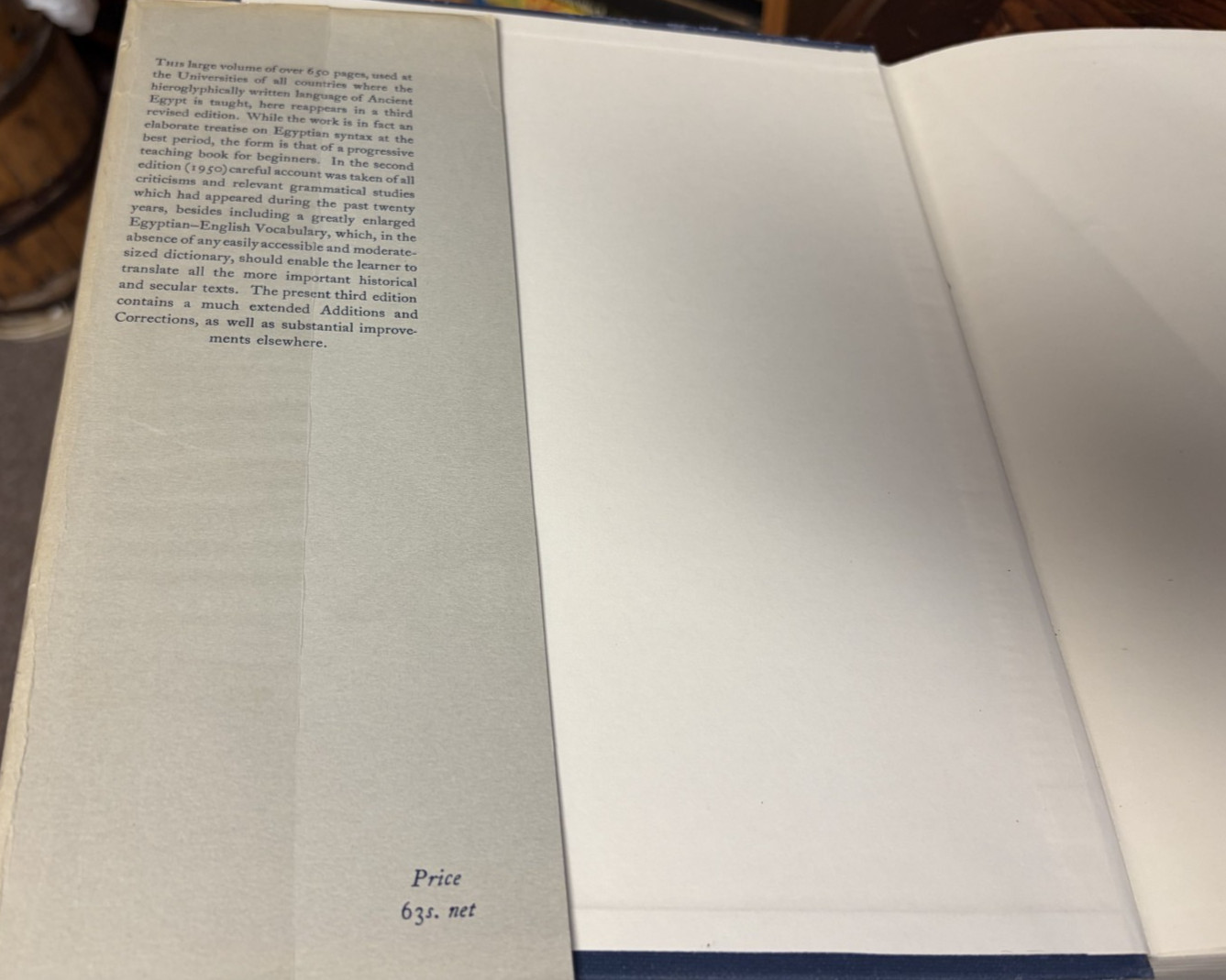 Egyptian Grammar Being an Introduction to the Study of Hieroglyphics HBDJ 1969