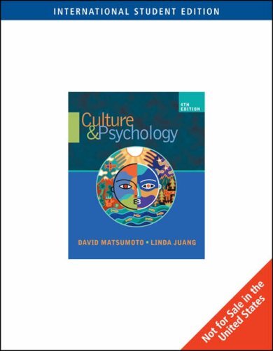 Culture and Psychology,David Matsumoto, Linda Juang