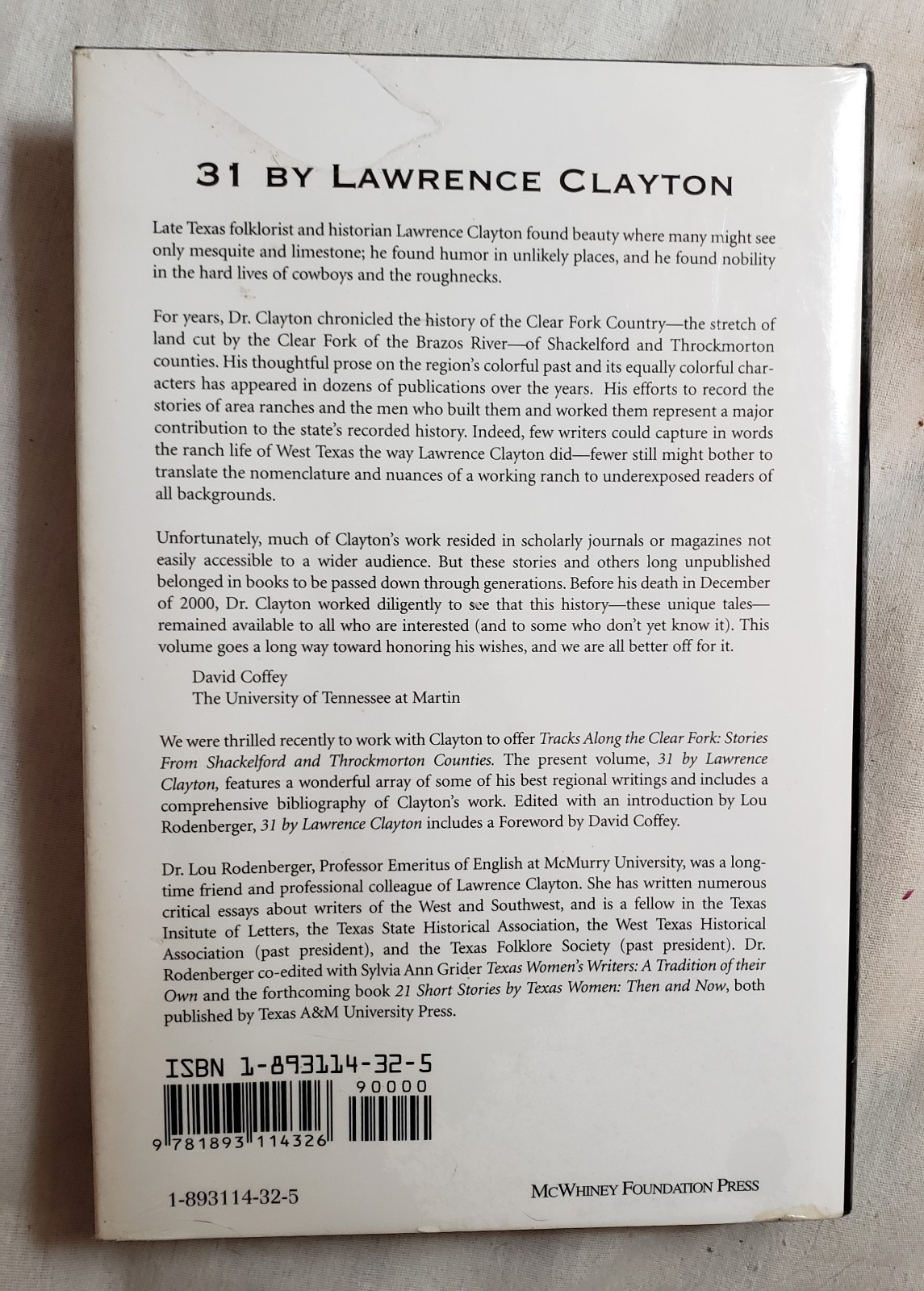 31 by Lawrence Clayton Clear Fork Chronicles McWhiney Foundation Press SEALED