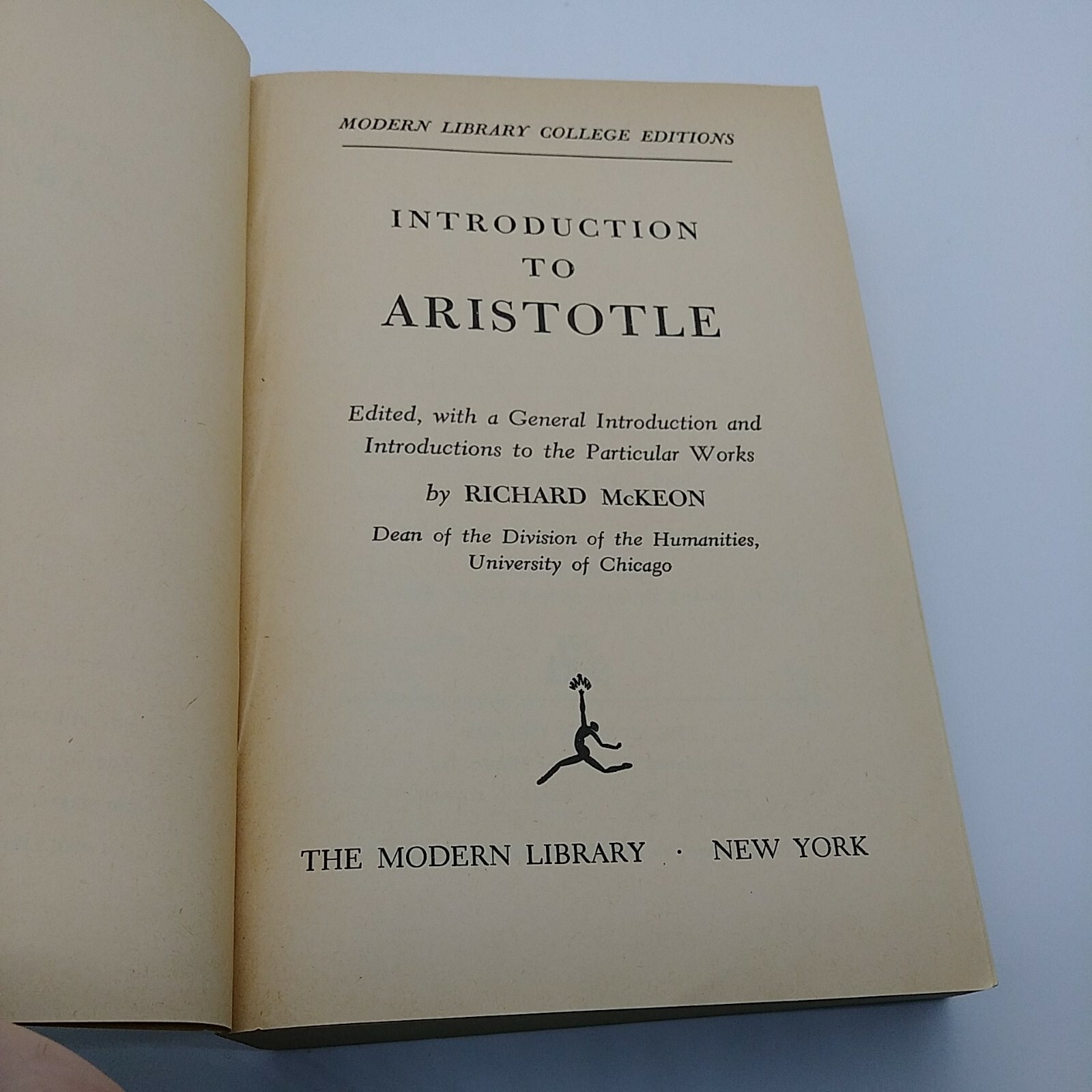 Introduction to Aristotle Richard McKeon SIGNED 1947 Collectible PB