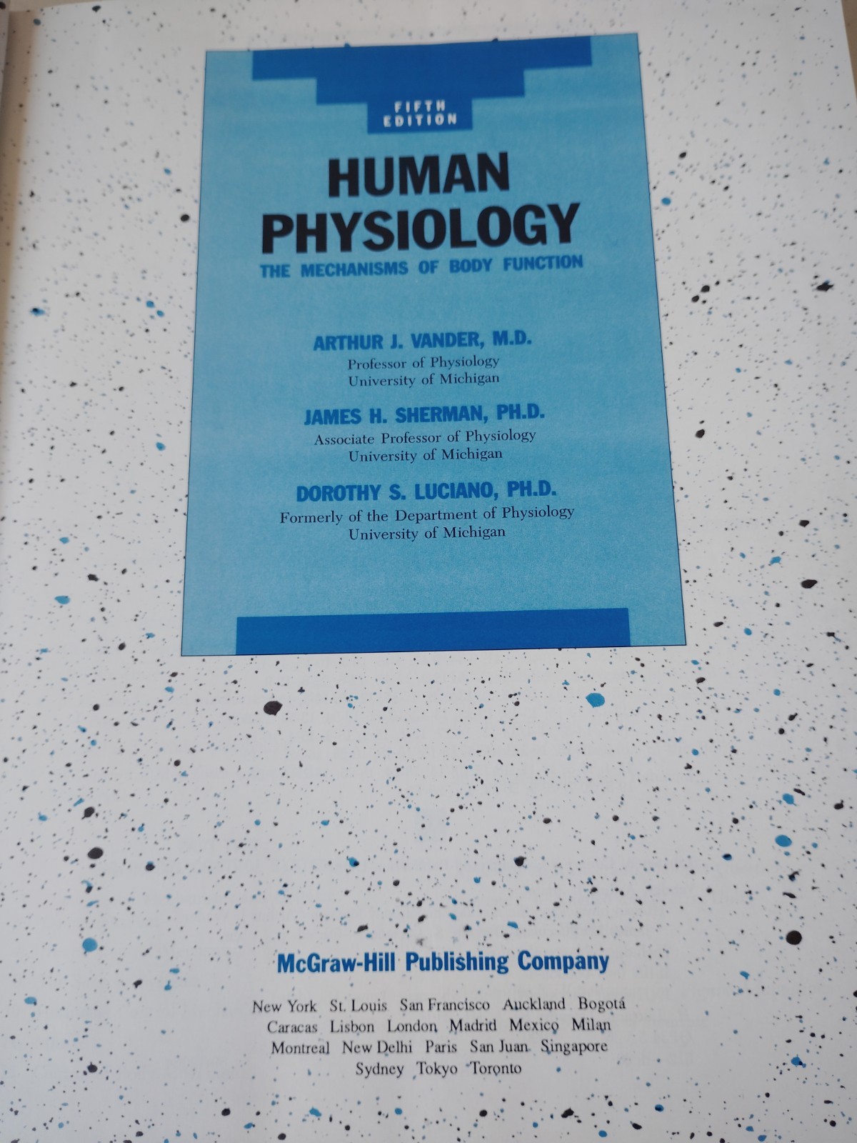 Human Physiology Fifth Edition By Vander Sherman Luciano