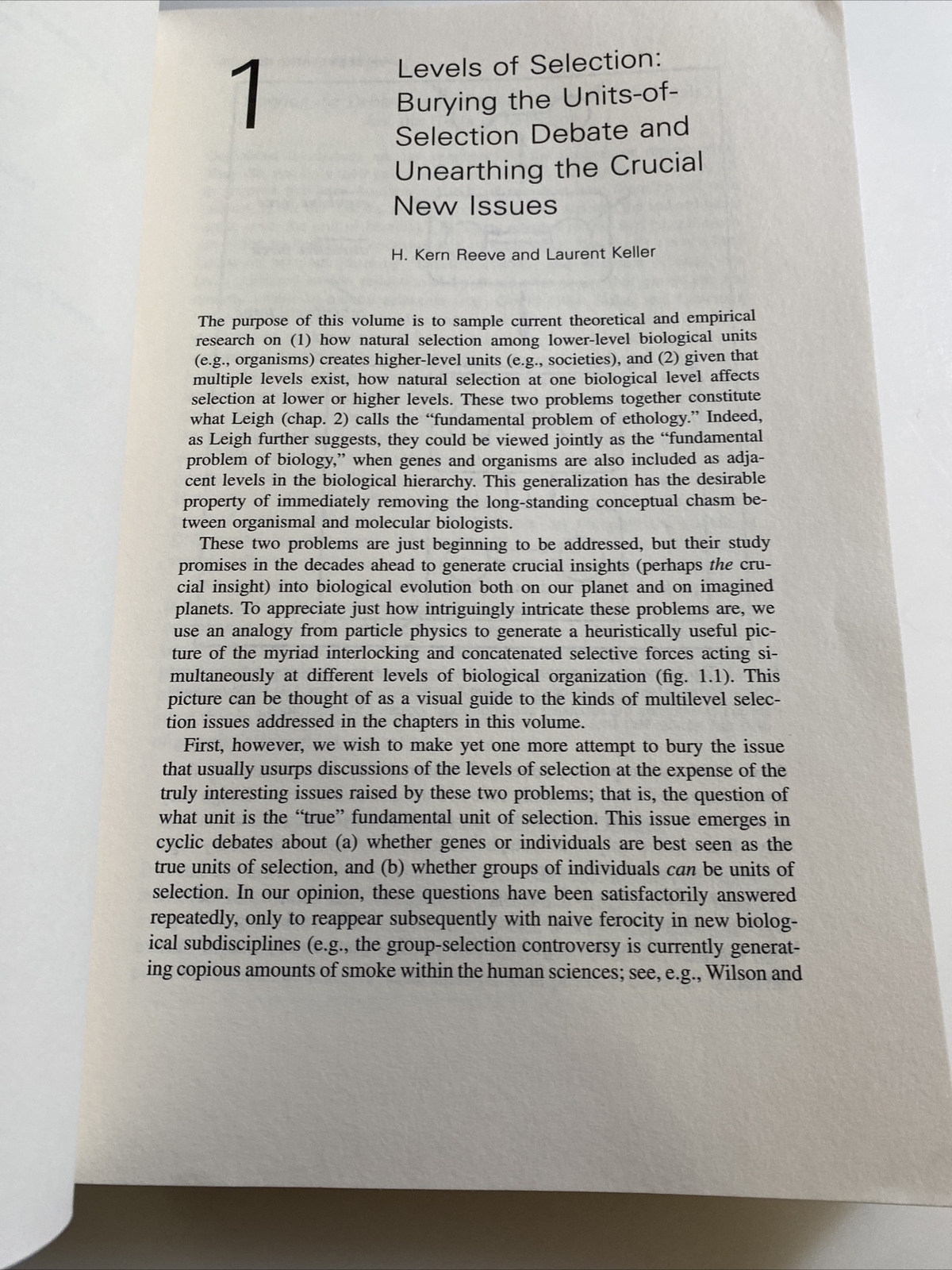 LEVELS OF SELECTION IN EVOLUTION By Laurent Keller – SC ab8