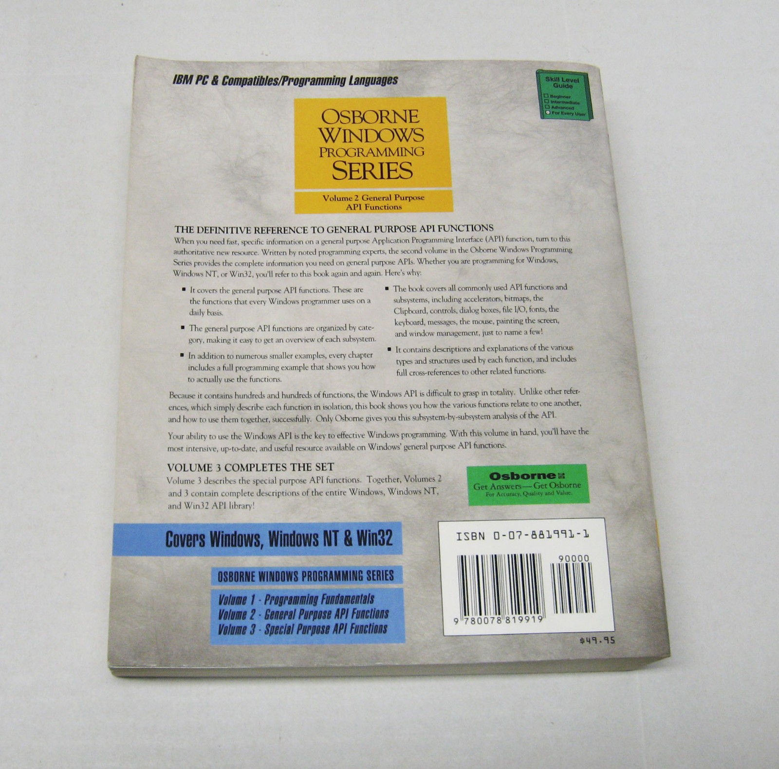 Osborne Windows Programming Book Set – Schildt – Vintage – C/C++ – 4 Book LOT