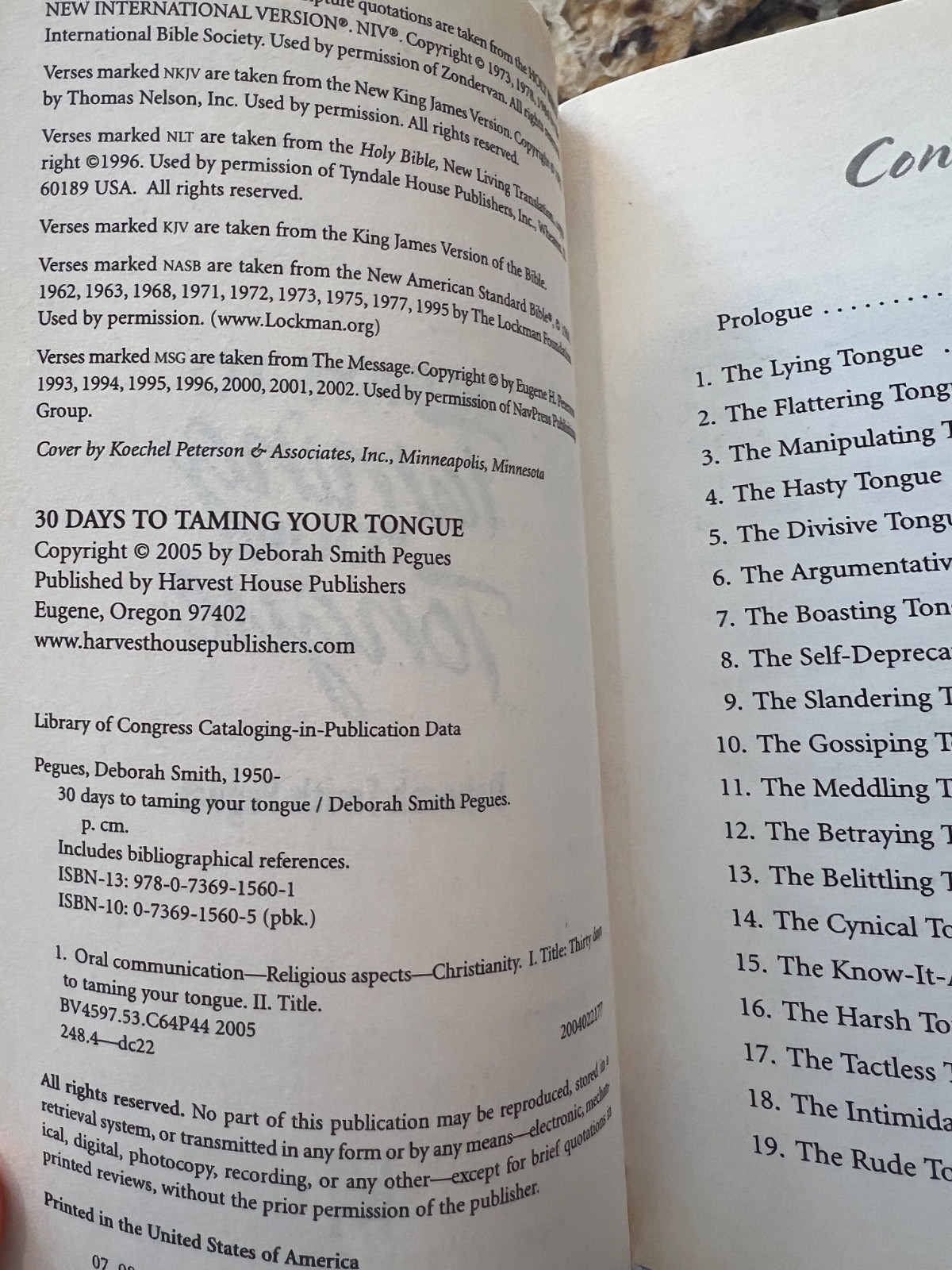 30 Days to Taming Your Tongue Workbook – paperback Pegues, Deborah Smith