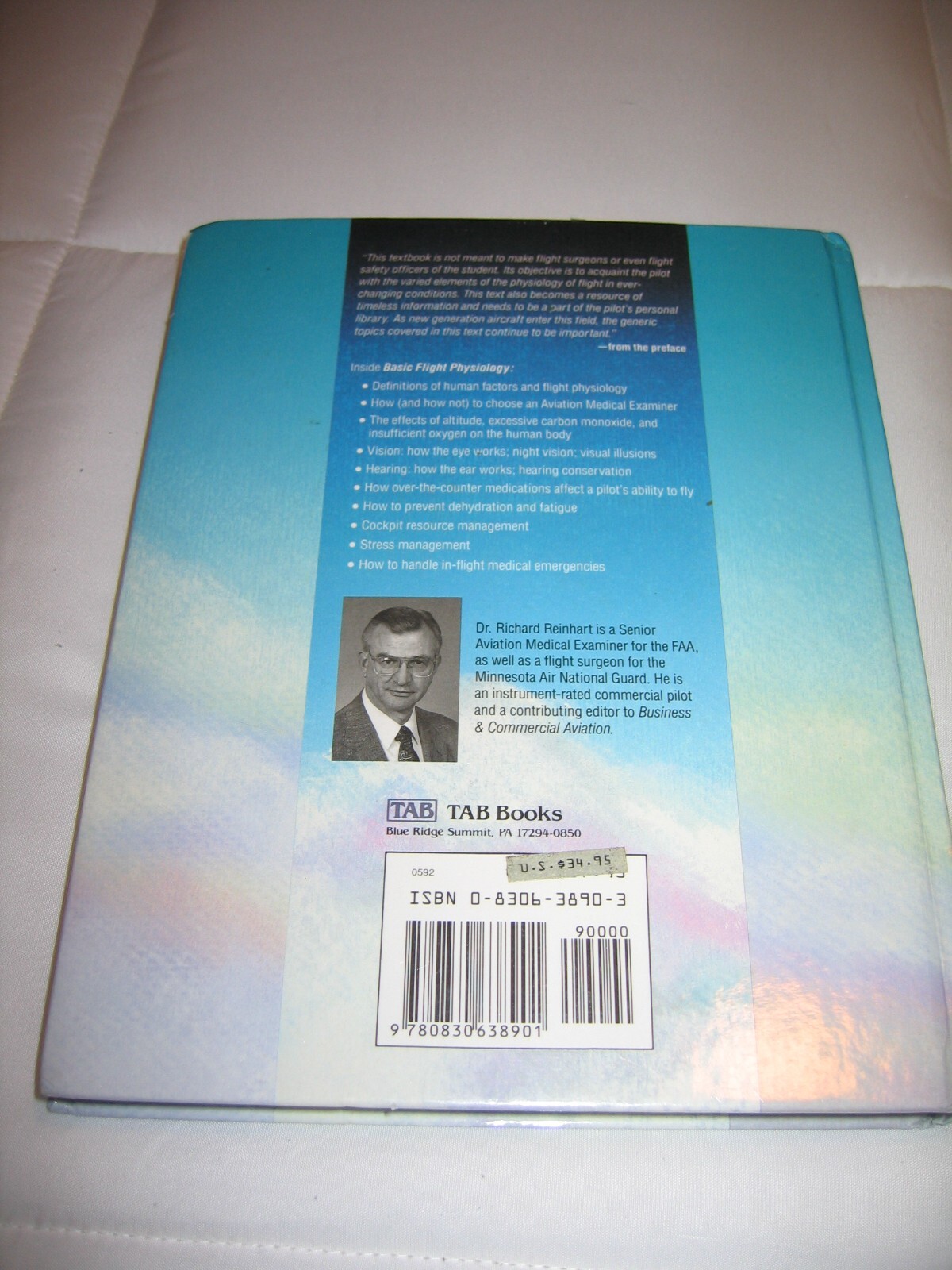 Basic Flight Physiology Hardcover 1992 by Richard O. Reinhart 1st Ed