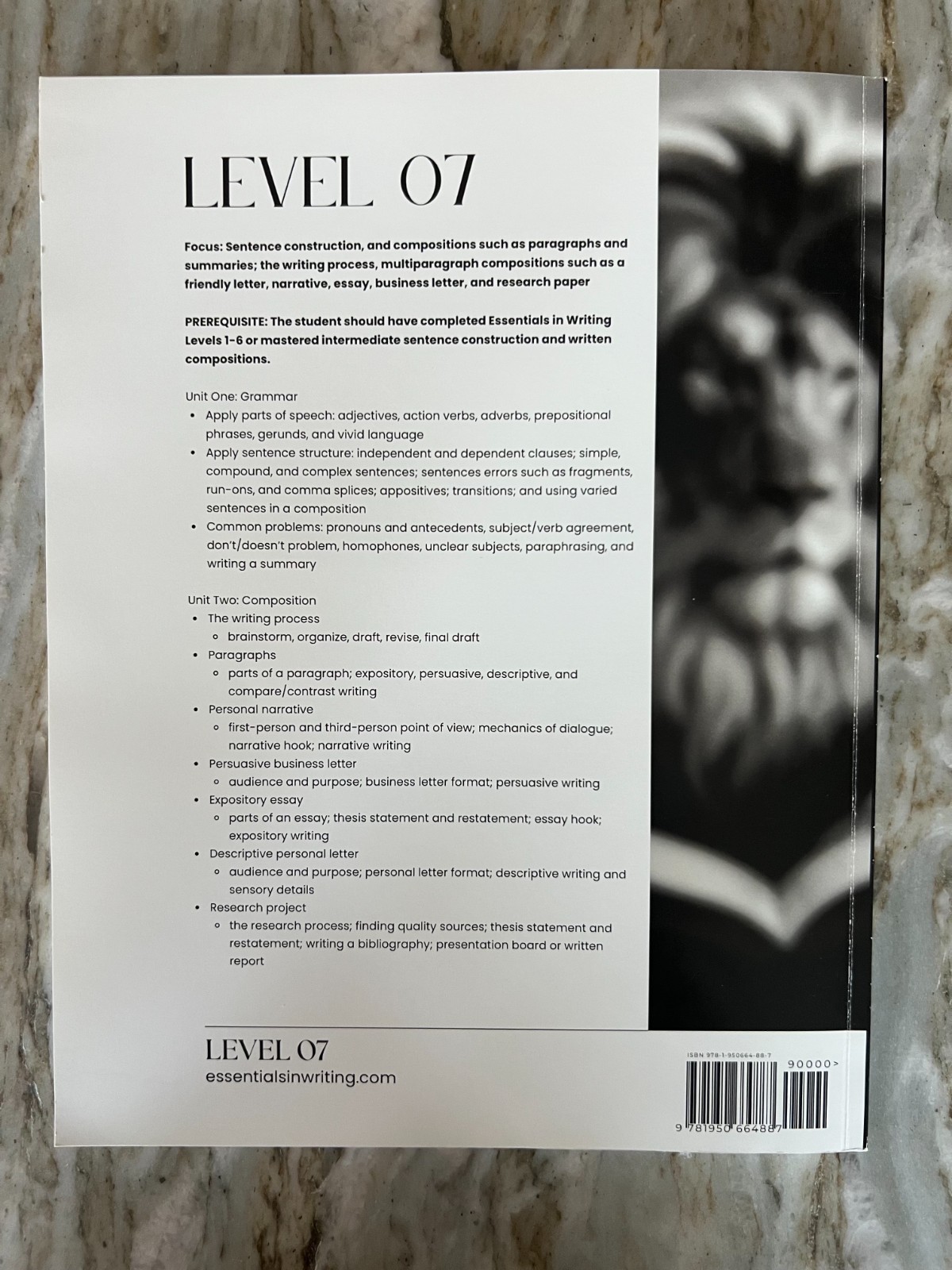 Essentials In Writing Level 7 Assessment Book has Answer Key Homeschool English