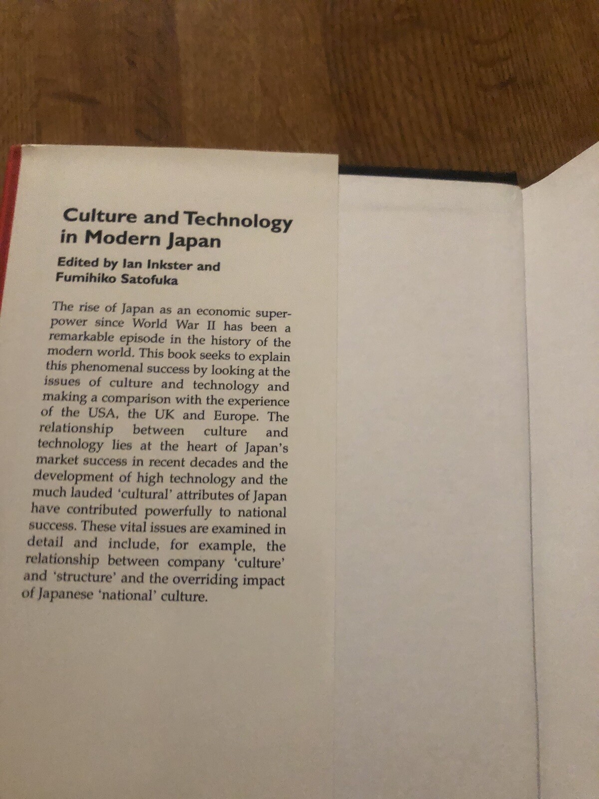Culture and Technology in Modern Japan, Hardcover by Inkster, Ian (EDT); Sato…