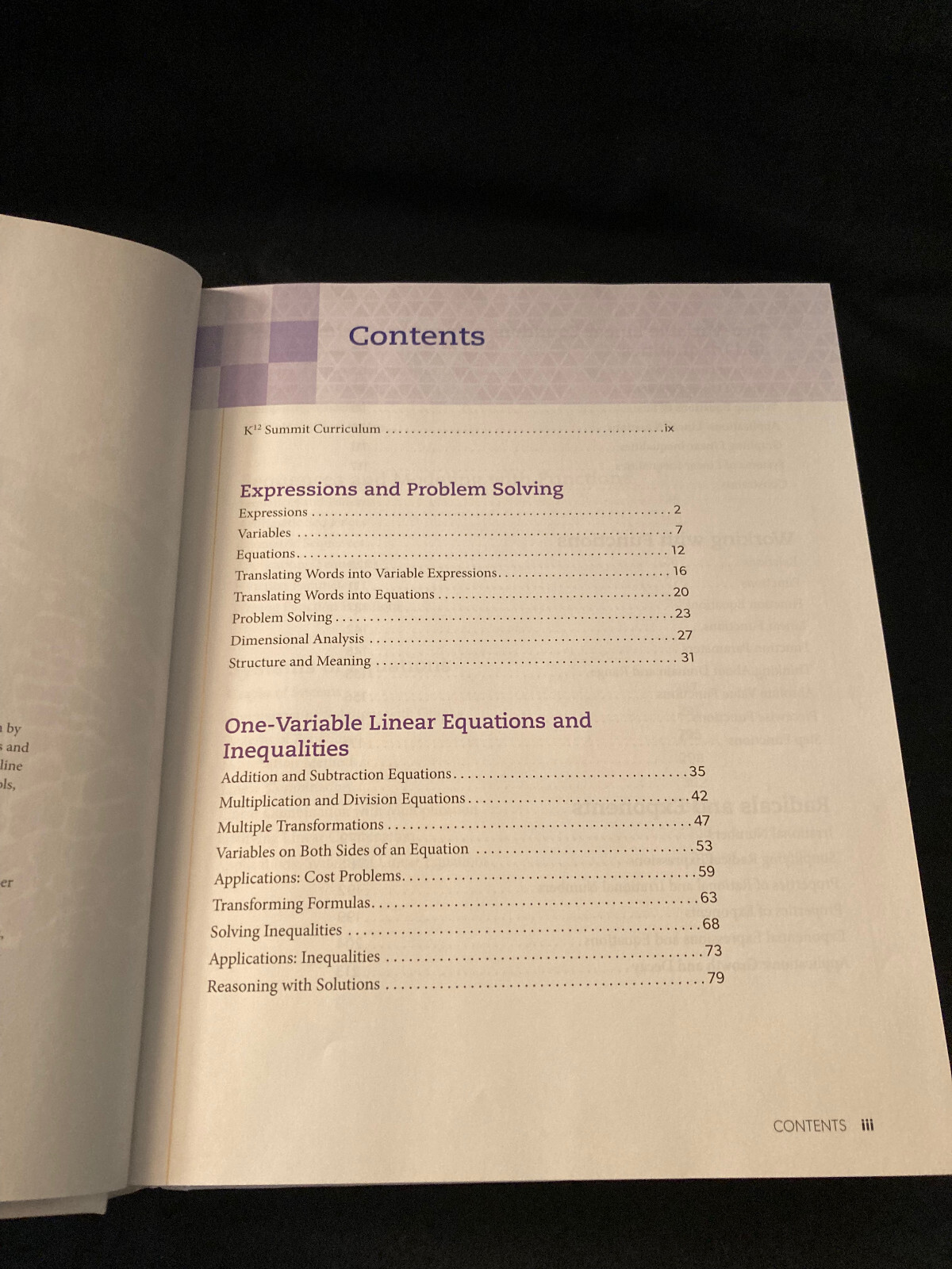 Algebra 1 Hard Cover Textbook Summit K12 500 Pages w/Glossary