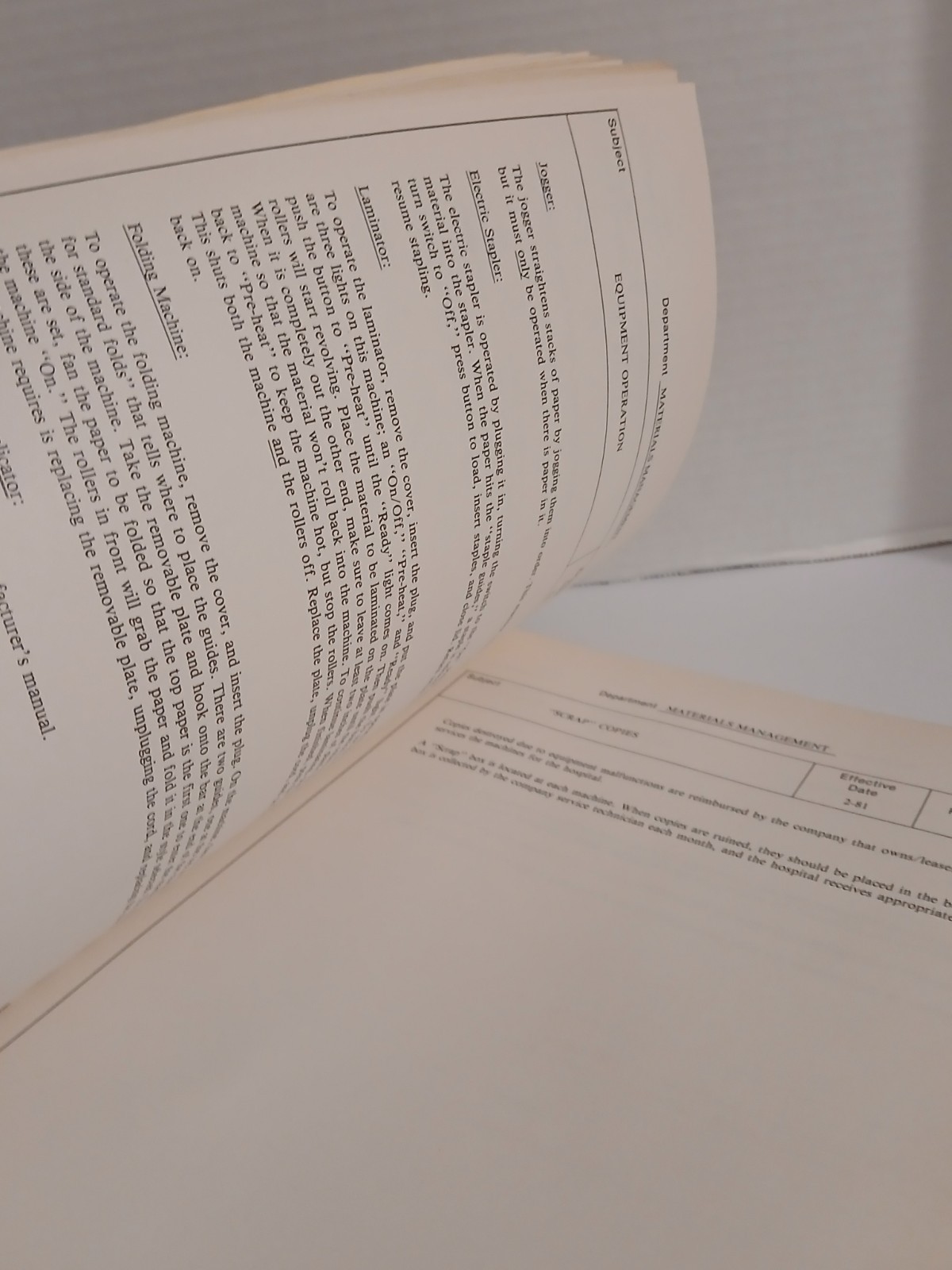 MATERIALS MANAGEMENT: POLICY AND PROCEDURE MANUAL By Jamie C. Kowalski 1982