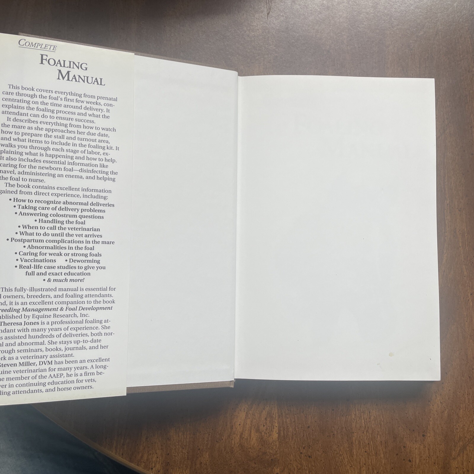 Rare Complete Foaling Manual, Jones, Theresa Hard Cover VG