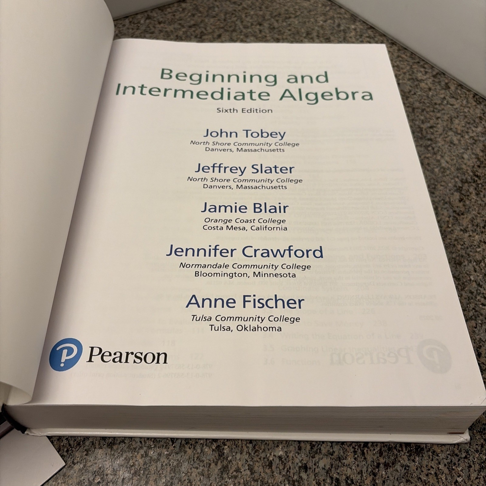 Beginning & Intermediate Algebra, 6th Ed. by Tobey et al (2022, Hardback) w/code