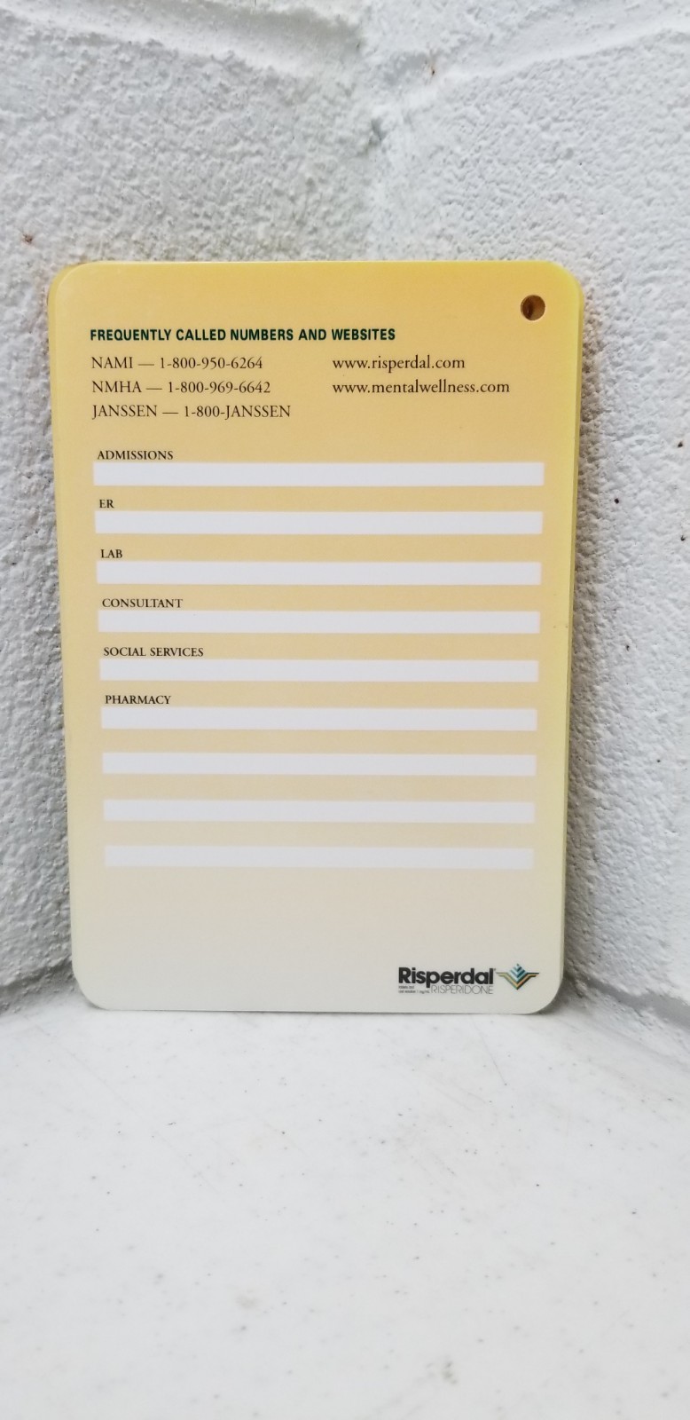 RARE Risperdal Janssen Medical Reference Cards For Psychiatry Laminated Flip B1