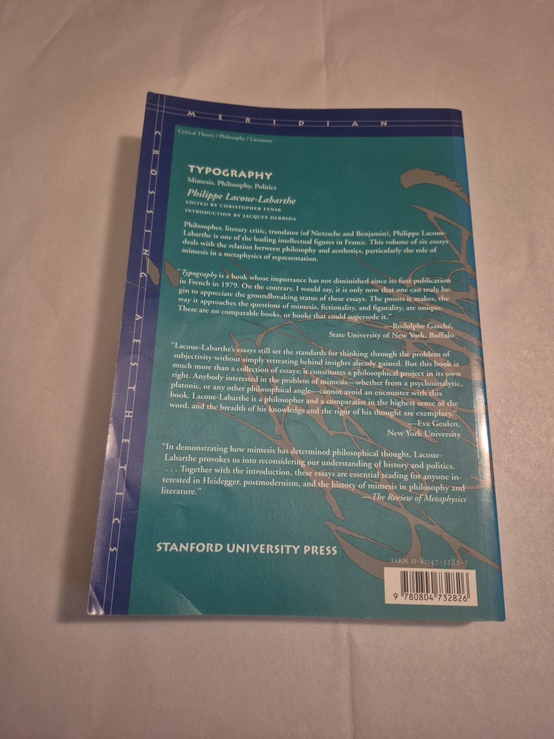 Typography : Mimesis, Philosophy, Politics Philippe Lacoue-Labarthe TPB Theory