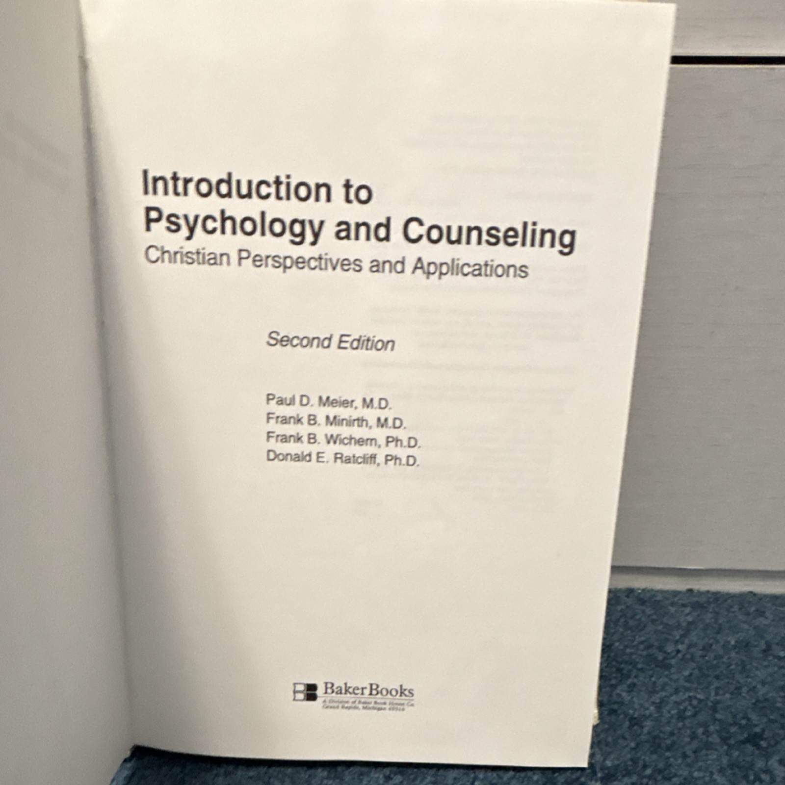 Baker Books Introduction to Psychology & Counseling 2nd Ed Paperback 1994 Meier