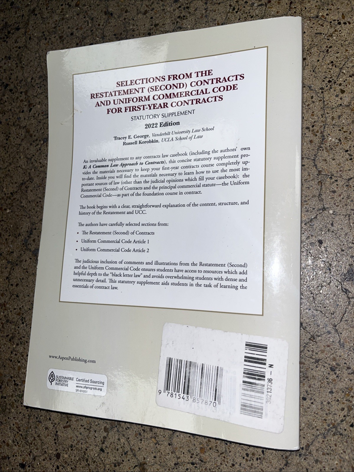 Selections from the Restatement (Second) Contracts and Uniform Commercial Co…