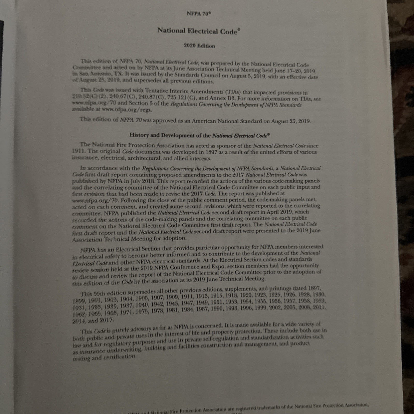 National Electrical Code 2020 VERY GOOD Includes Elec. Code Quick Cards