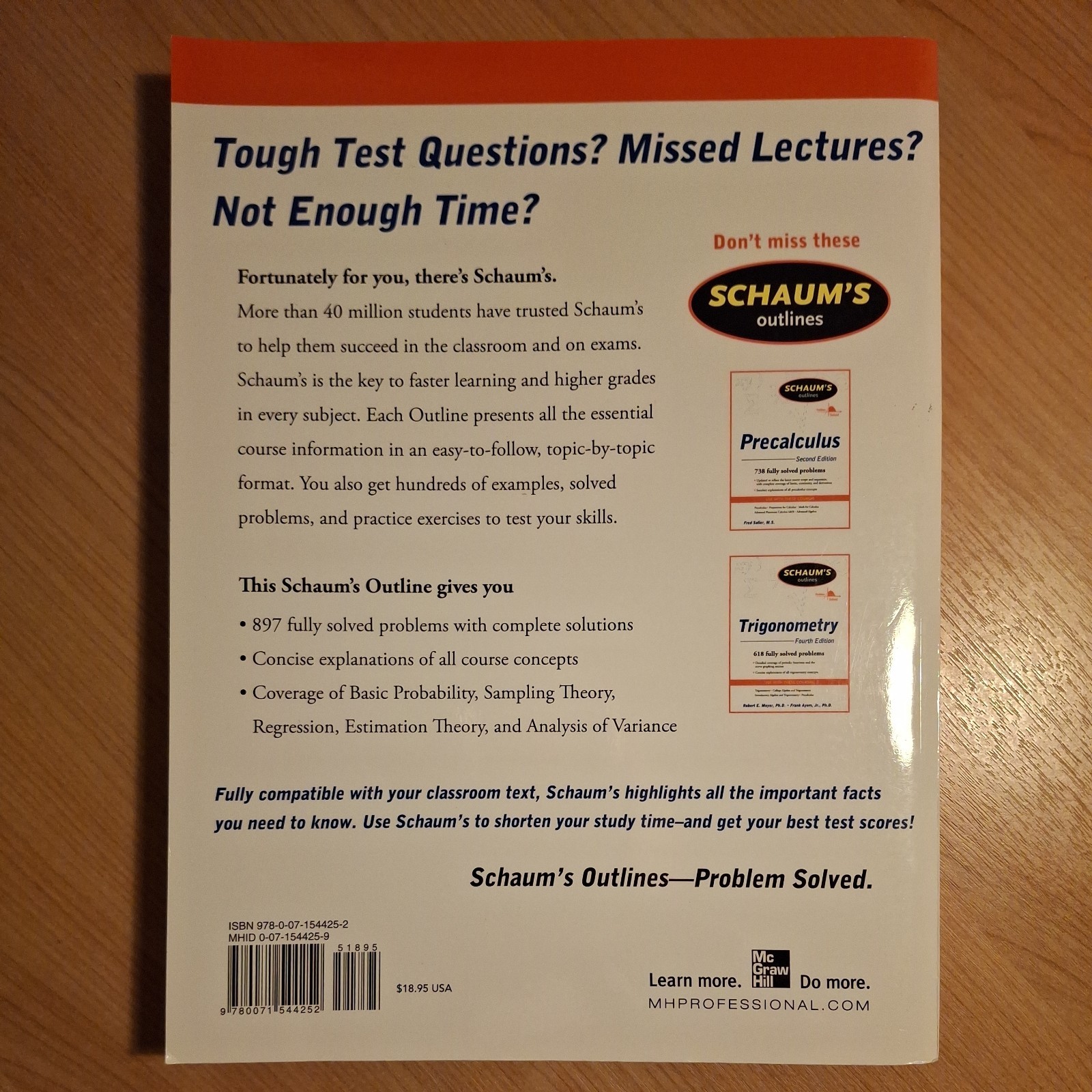 Schaum’s Outline Ser.: Schaum’s Outline of Probability and Statistics, 3-E by…