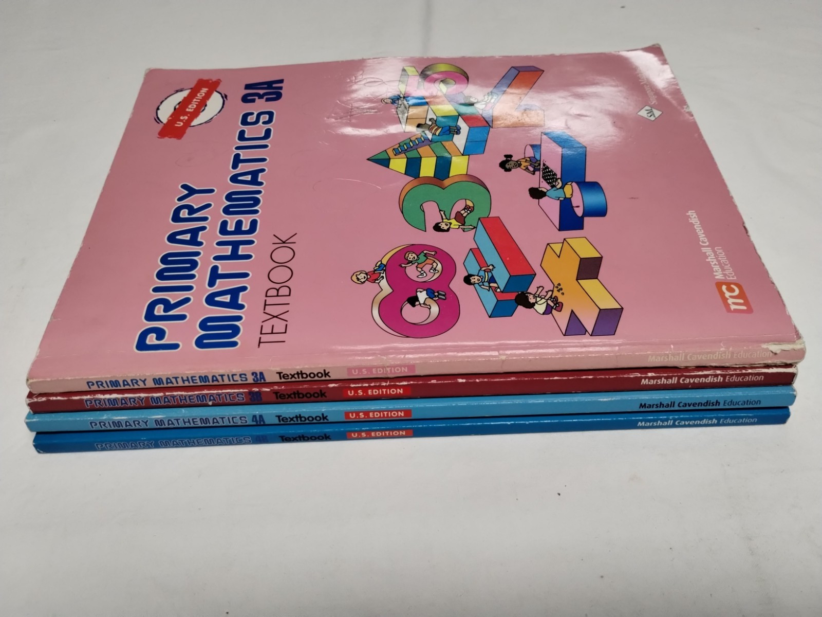 (4) Primary Mathematic Textbooks: 3A, 3B, 4A, 4B by Singapore Math Inc. 2014 PB