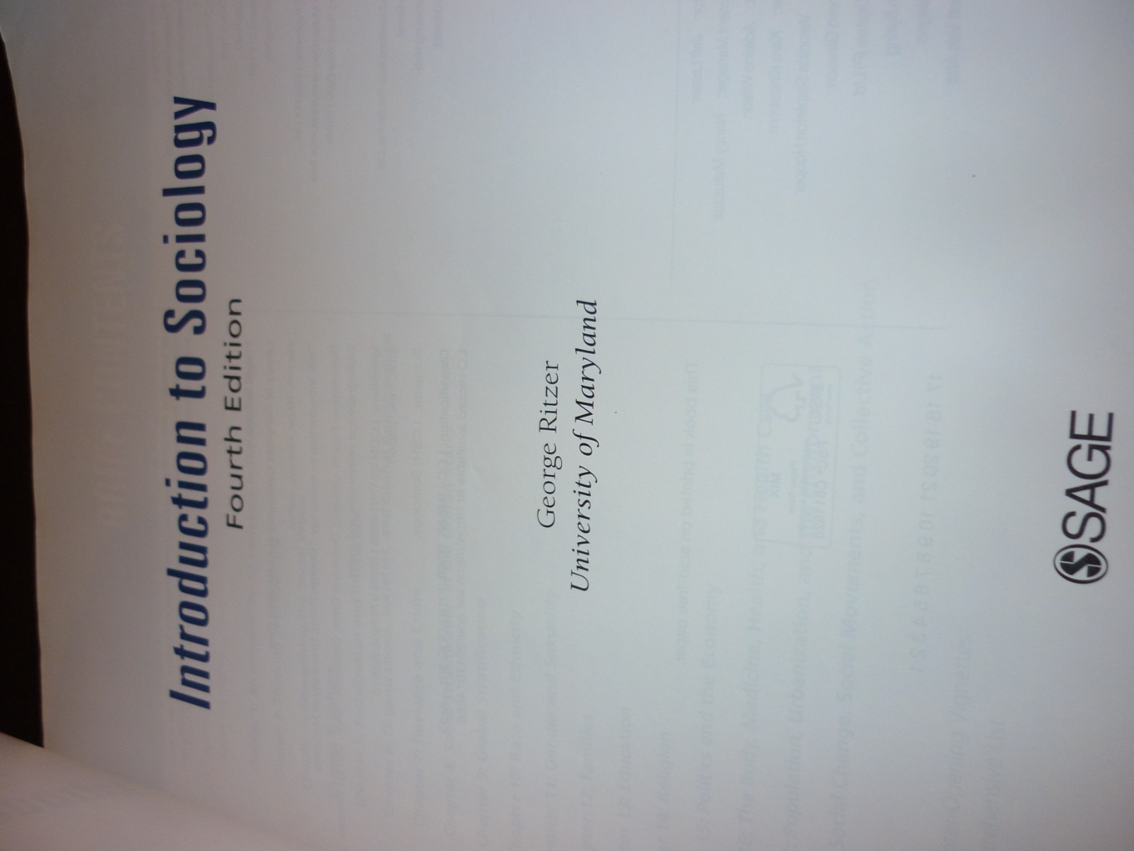 Introduction to Sociology – Paperback By Ritzer, George – VERY GOOD