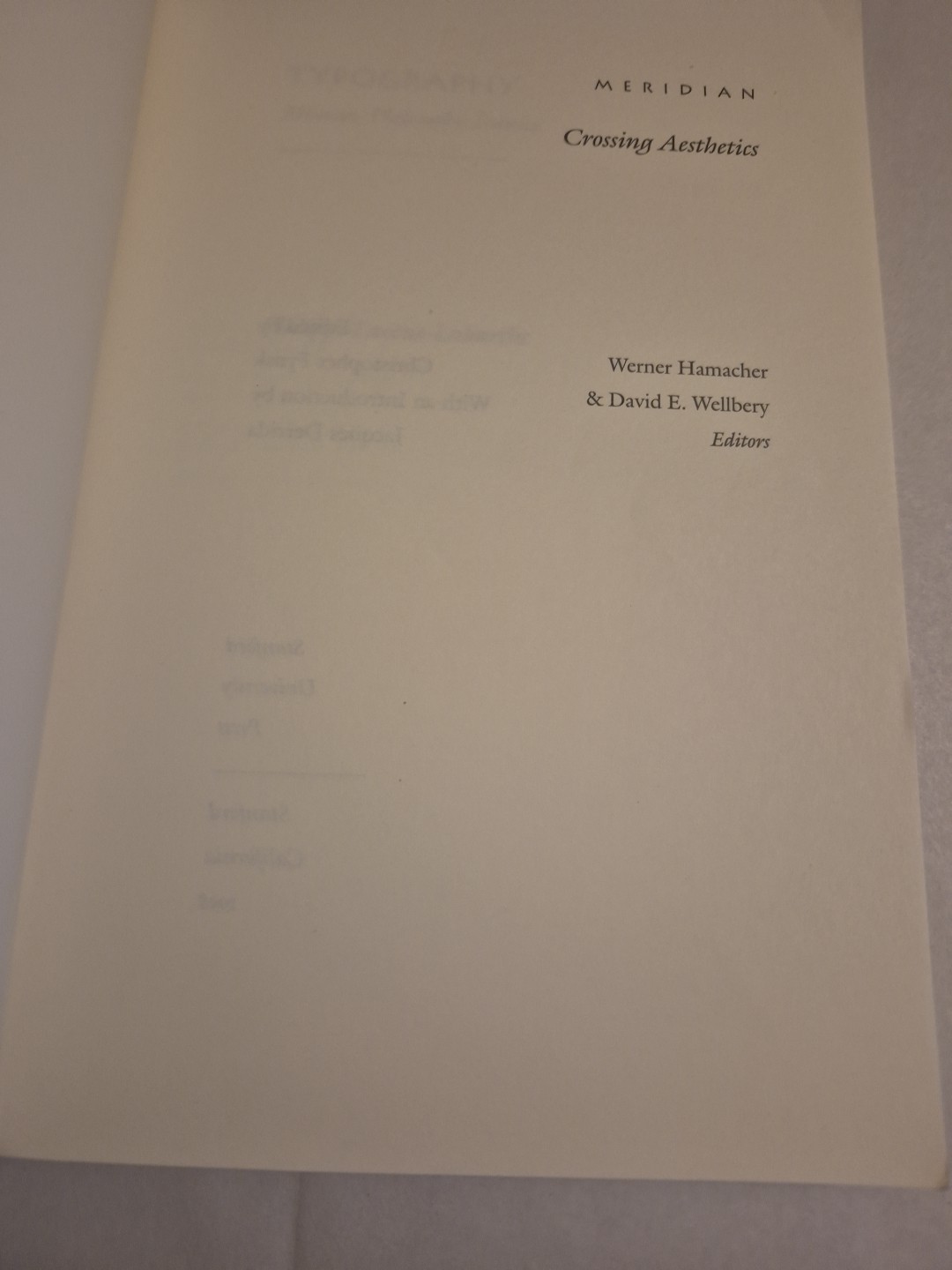Typography : Mimesis, Philosophy, Politics Philippe Lacoue-Labarthe TPB Theory