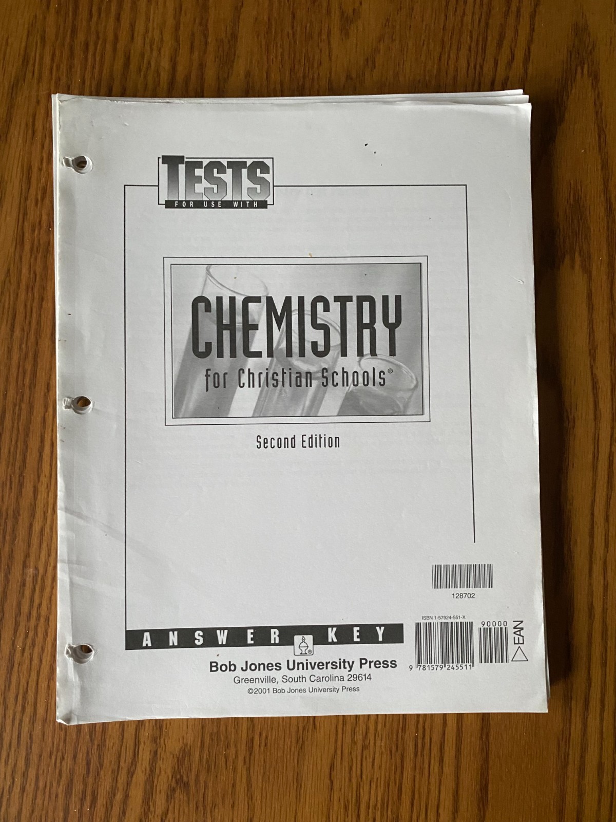 Bob Jones University BJU Chemistry Set with Tests and Test Answer Key