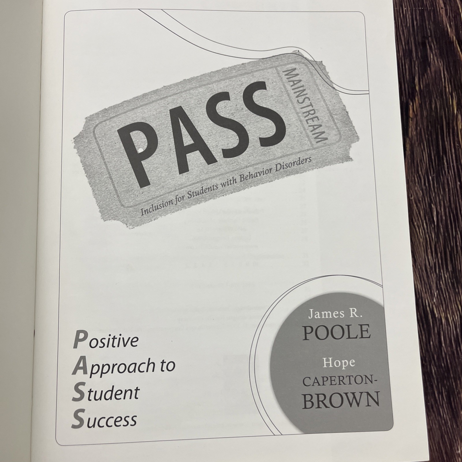 PASS Positive Approach to Student Success Behavior Disorders Book CD Poole
