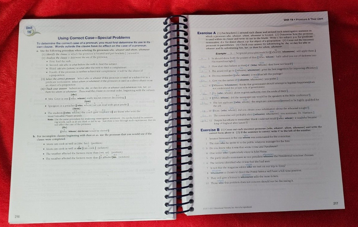 Abeka A Beka Book GRAMMAR & COMPOSITION Work-Text IV 4th Ed TEACHER KEY 16789410