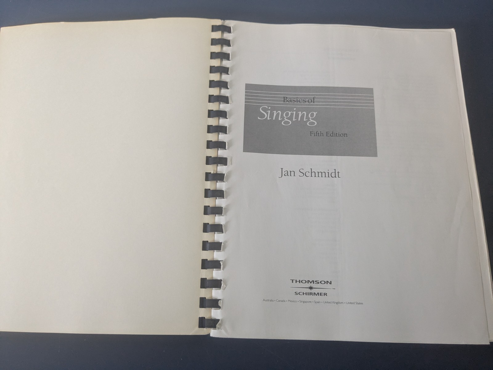 Basics of Singing By Jan Schmidt 2003 5th Edition Spiral Bound