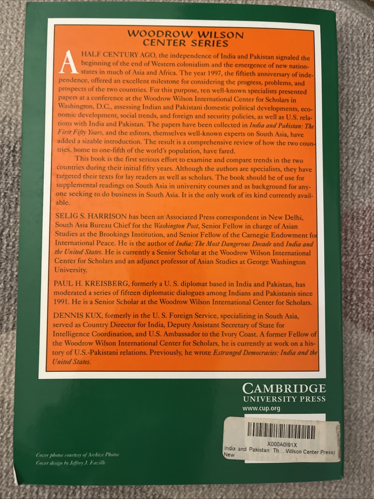 India and Pakistan: The First Fifty Years by Selig S. Harrison (English) Paperba