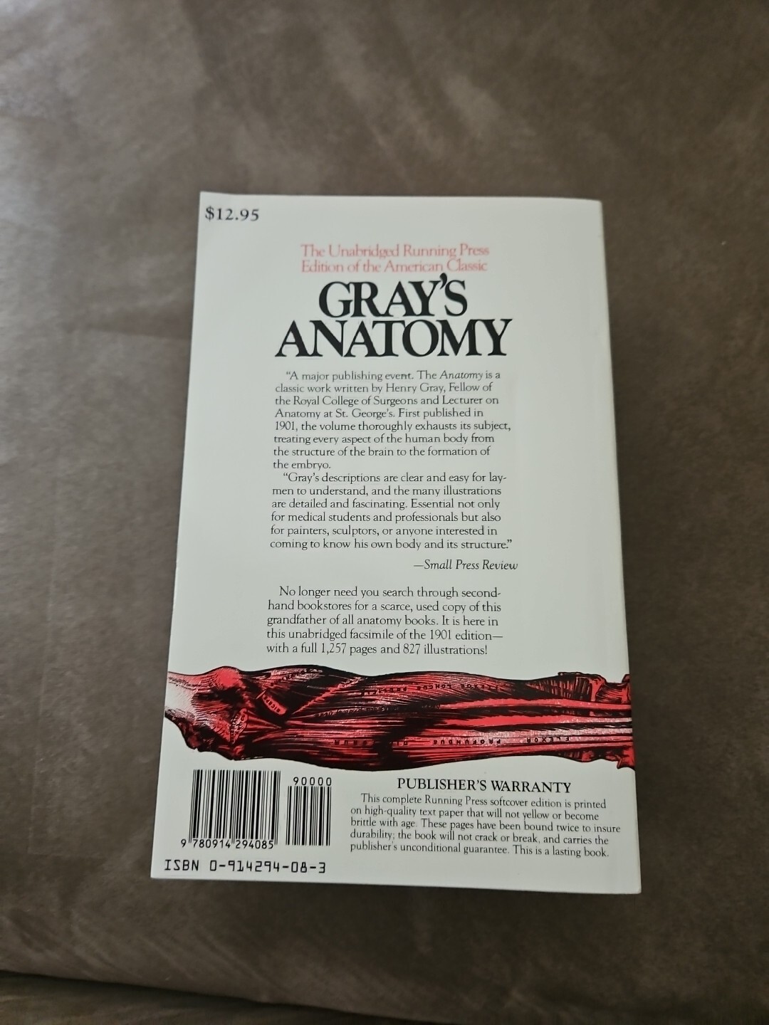 Gray’s Anatomy The Unabridged Running Press Edition of the American Classic VTG