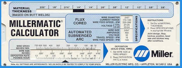 TIG, MIG & SMAW Miller Welding Calculators 3 Pk Calc