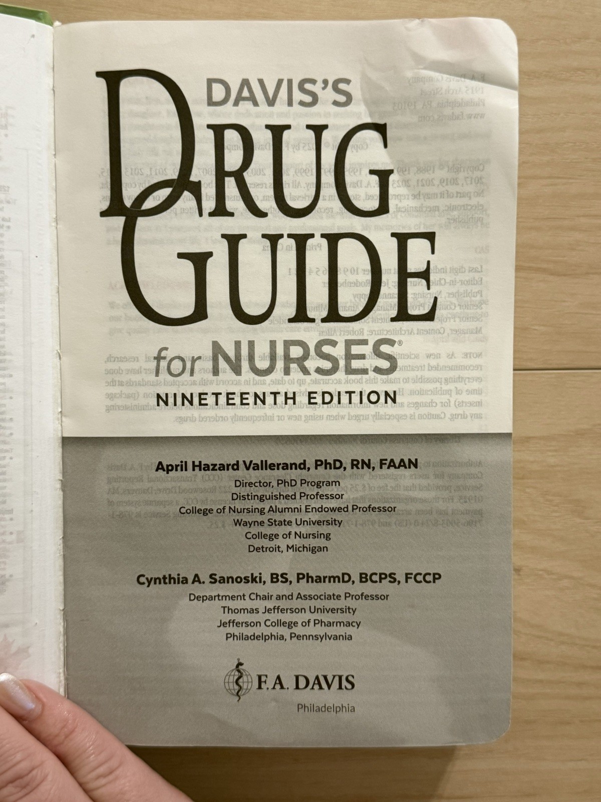 F.A. Davis Davis’s Drug Guide for Nurses 19th Ed PB 2019 Vallerand Sanoski
