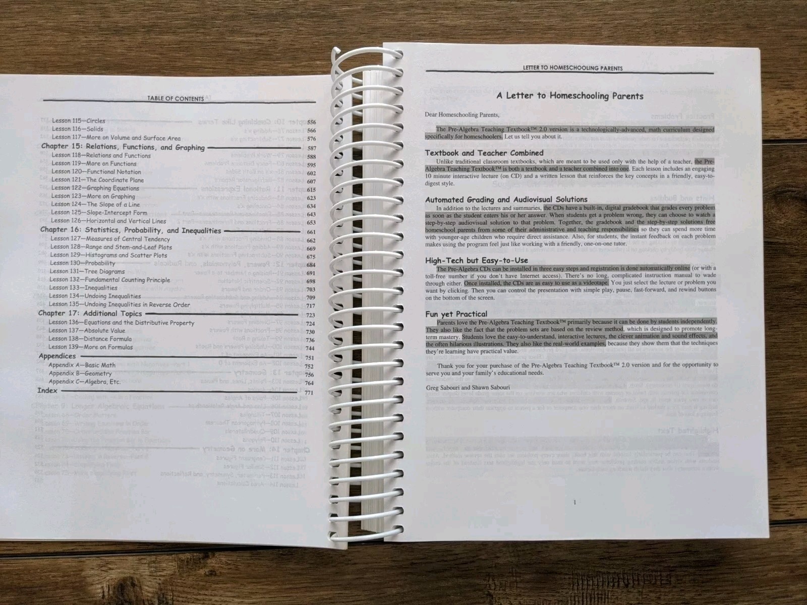 PRE-ALGEBRA A TEACHING TEXTBOOK Answer Key Test Homeschool By Greg Sabouri ED5
