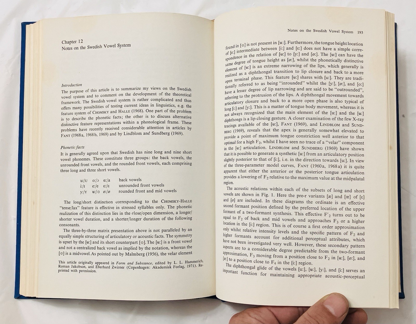 Speech Sounds and Features by Gunnar Fant (1973) MIT Press 1st Ed HC Linguistics