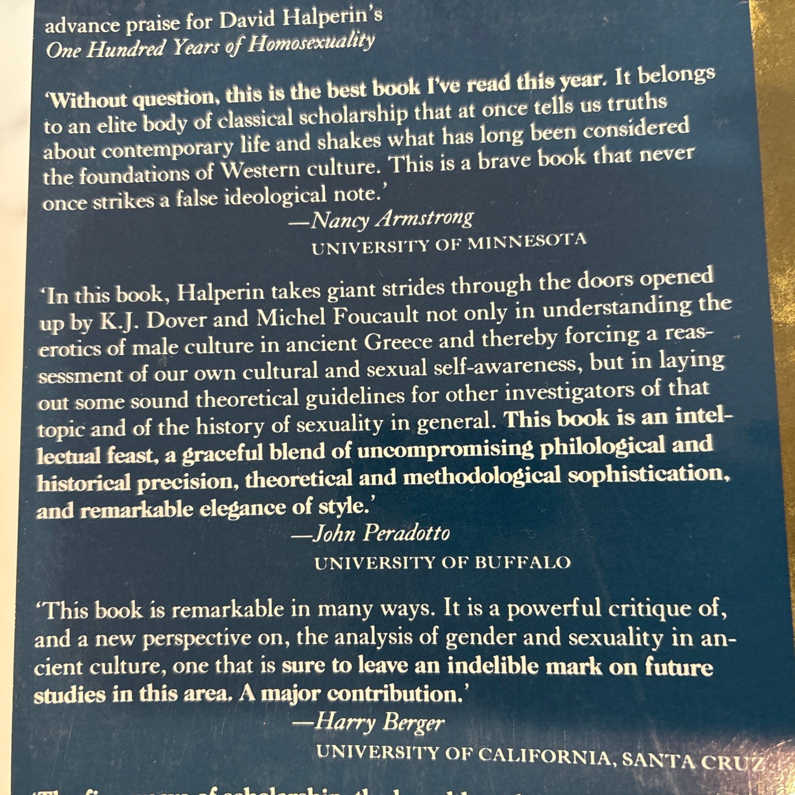One Hundred Years of Homosexuality: & Other Essays on Greek Love SC by Halperin
