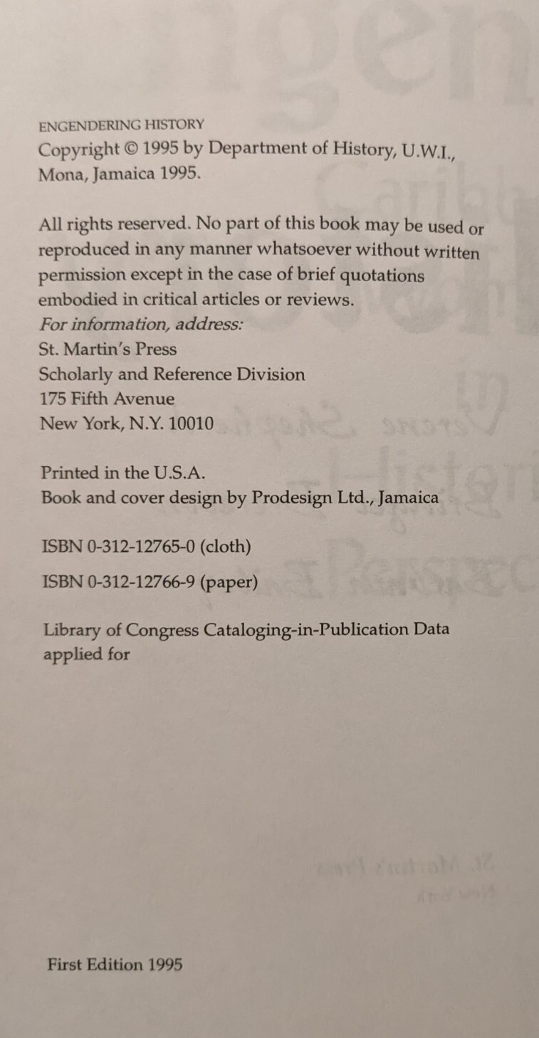 Engendering History : Caribbean Women in Historical Perspective