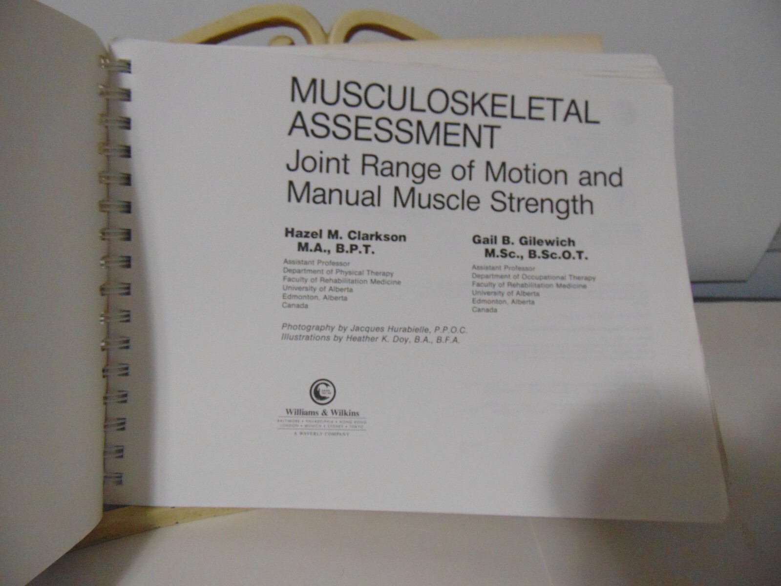 Musculoskeletal Assessment by Hazel Clarkson & Gail Gilewich Softcover 1989
