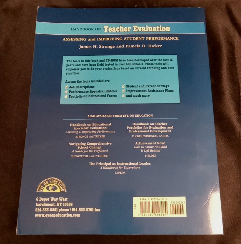 Handbook on Teacher Evaluation Stronge Tucker 2003 Routledge CD-ROM K-12 Admin