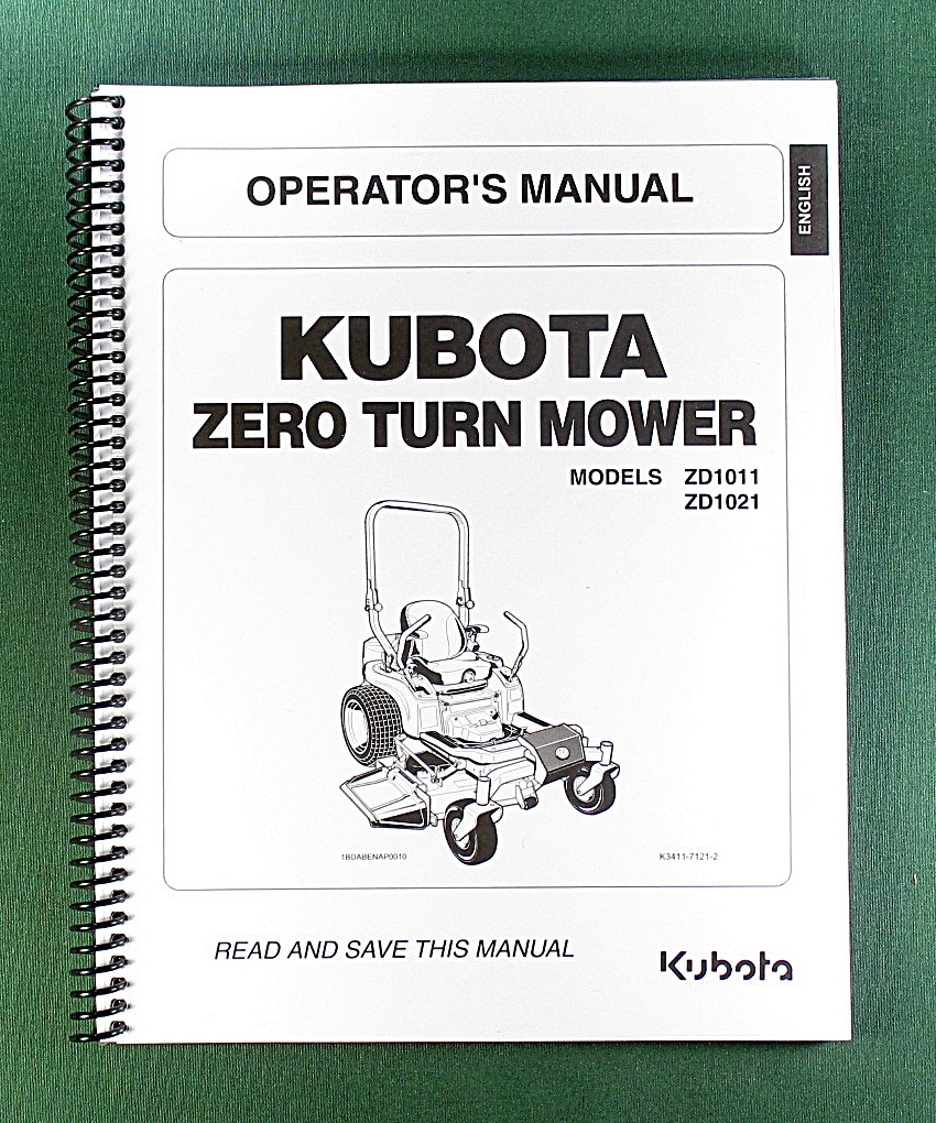 Kubota ZD1011 ZD1021 Operator’s Manual: 100 Pages & Protective Covers!