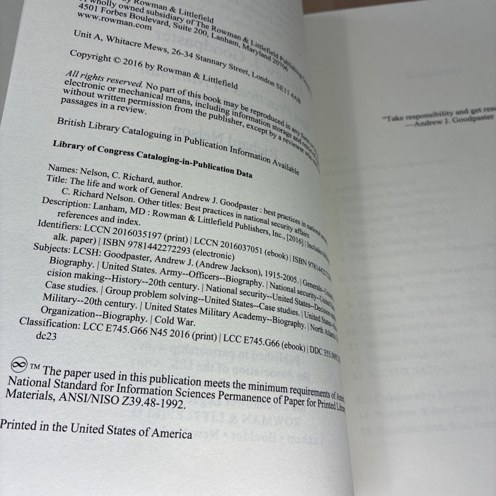The Life and Work of General Andrew J. Goodpaster by Richard Nelson