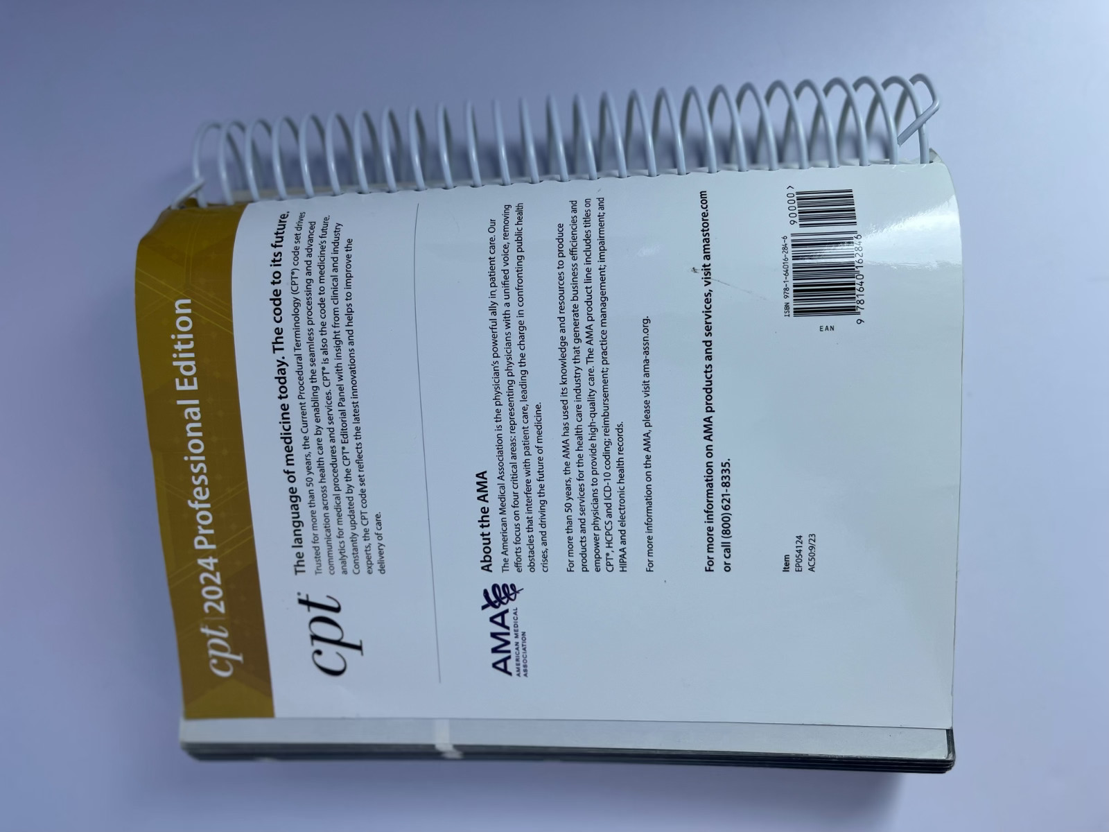 CPT Professional Edition 2024 Codebook From American Medical Association Spiral