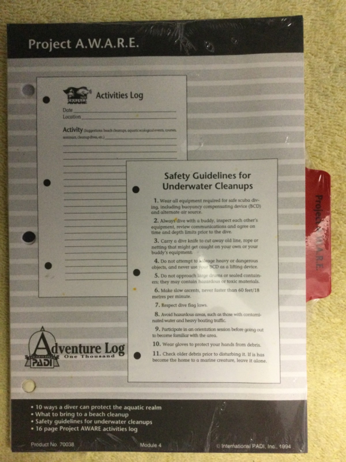 PADI ADVENTURE LOGBOOK BINDER PAGES AS PICTURED v6