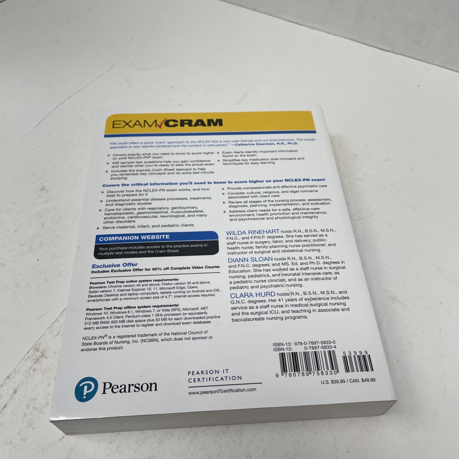 Nclex-Pn Exam Cram Paperback Diann, Hurd, Clara, Rinehart, Wilda 5th Ed Code