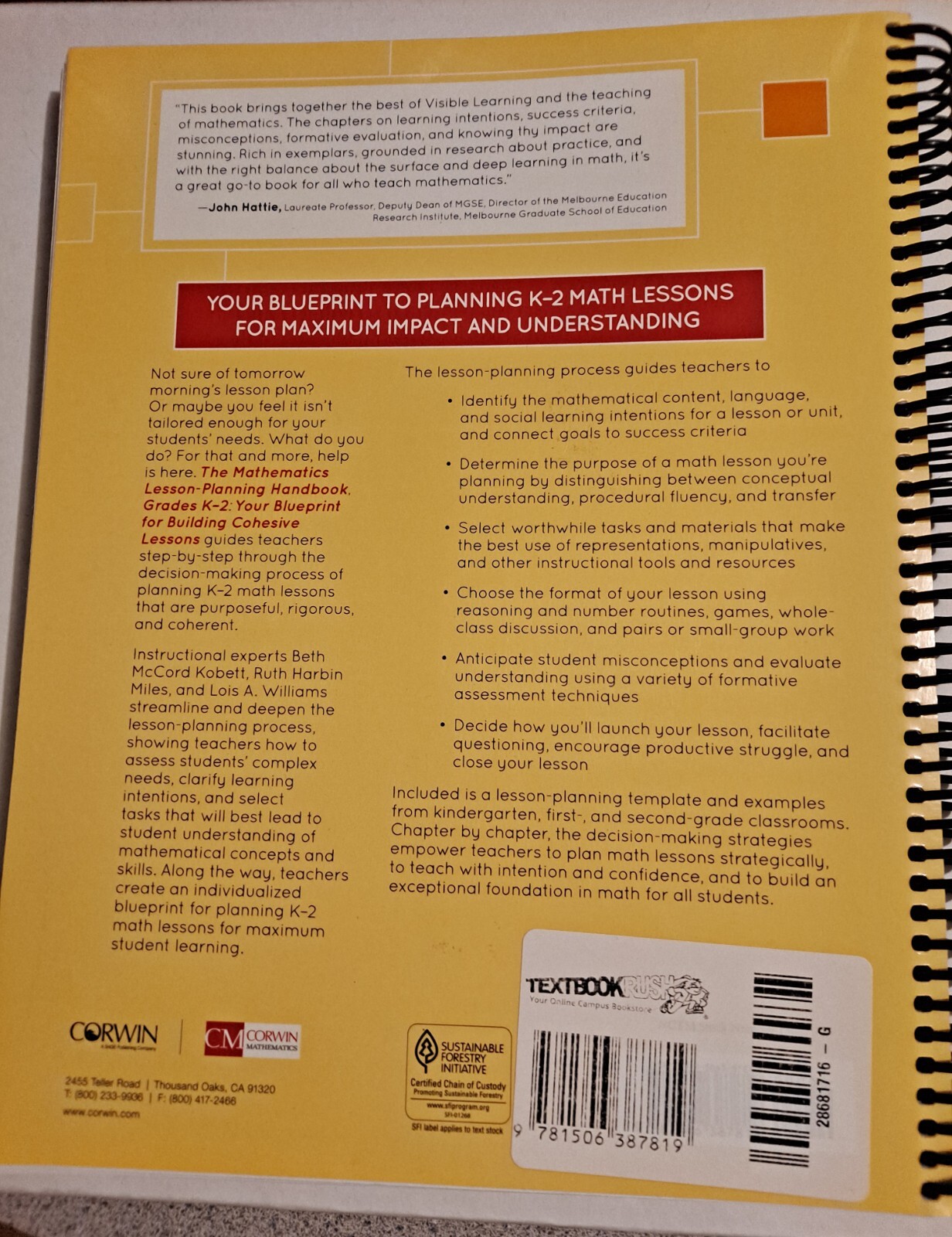 Corwin Mathematics Ser.: Mathematics Lesson-Planning Handbook, Grades K-2 : Your