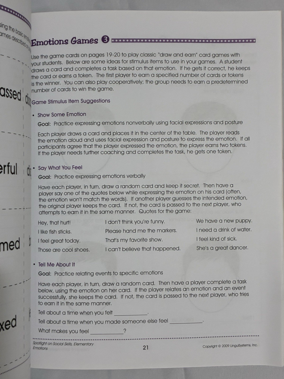 Spotlight on Social Skills Elementary Emotions LinguiSystems Speech Therapy