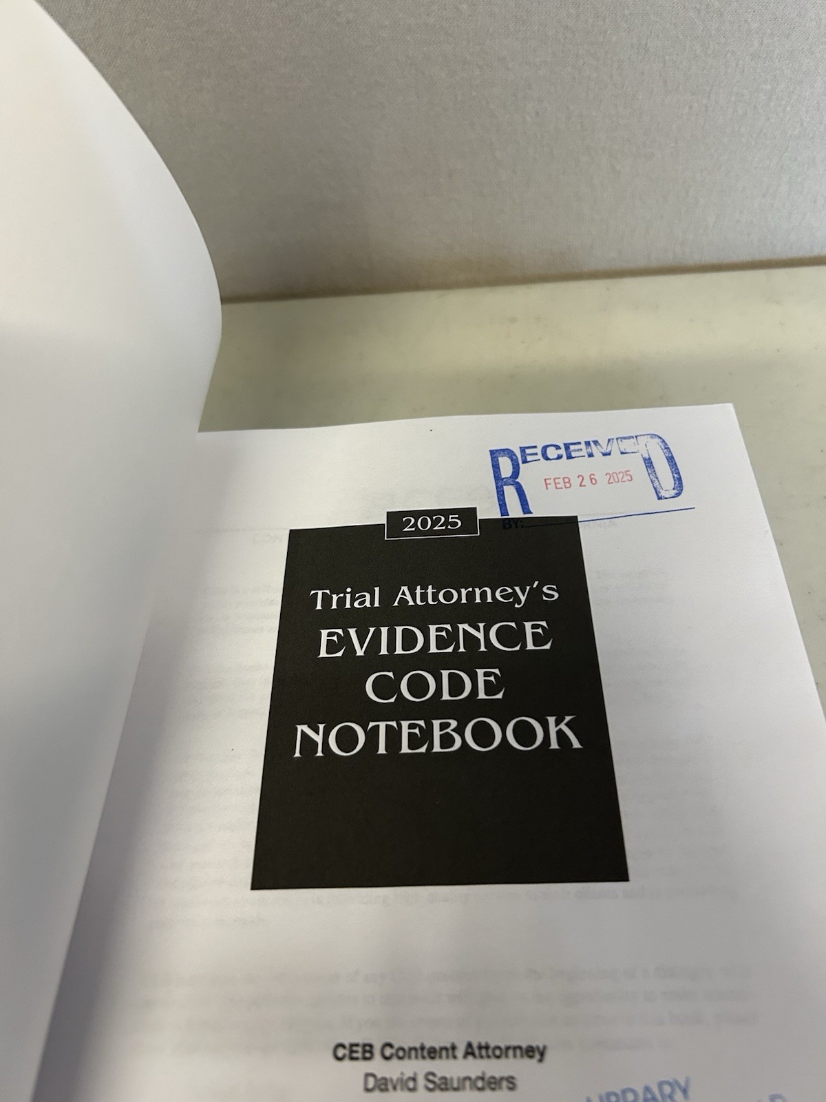 Trial Attorney’s Evidence Code Notebook 2025 Edition CEB