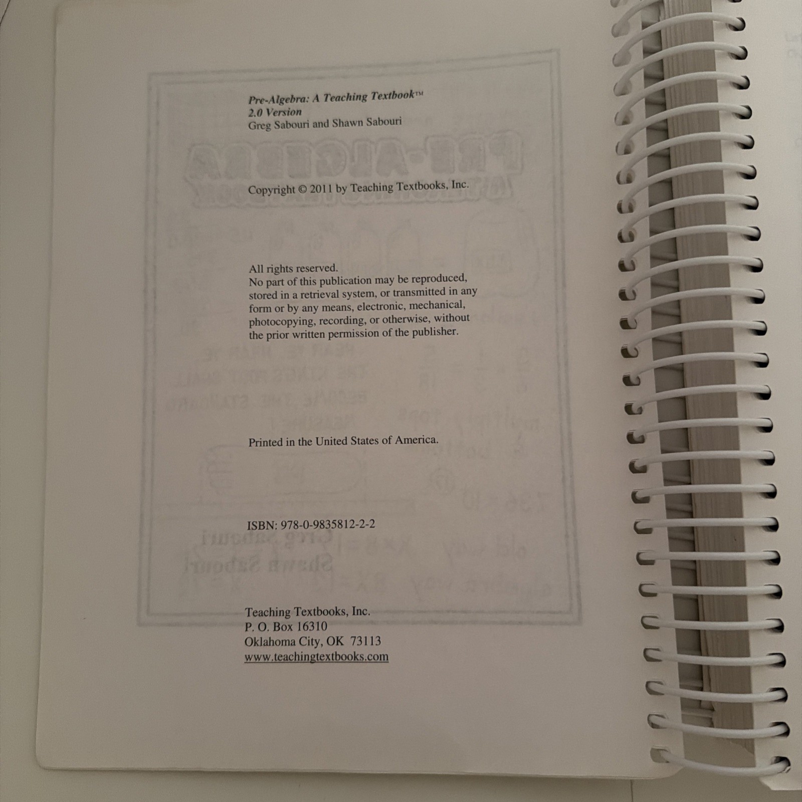 Teaching Textbook: Pre-Algebra Textbook 2.0 & Answer Key/Test Bank