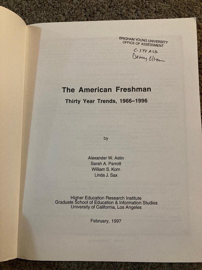 The American Freshman: Thirty Year Trends, college statistical data